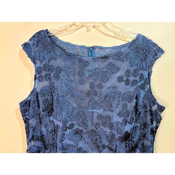 Alex Evenings Womens Blue Soutache Evening Gown Godet Skirt Detail Plus Size 18W - Picture 4 of 10